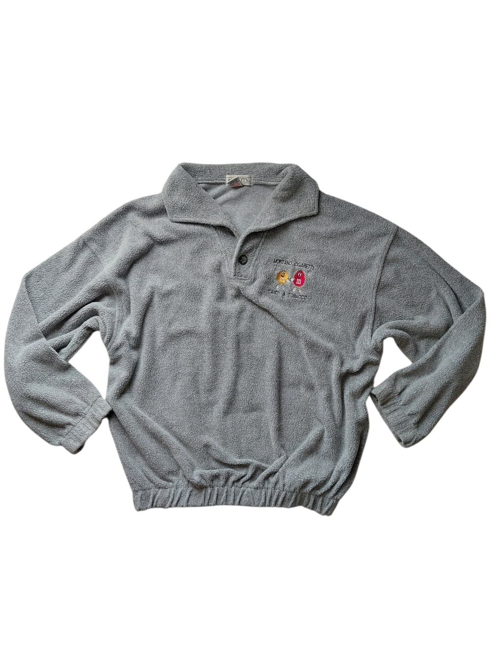 RARE Vintage Ash City M&M's Candy & Tobacco Fleece Pullover Gray L